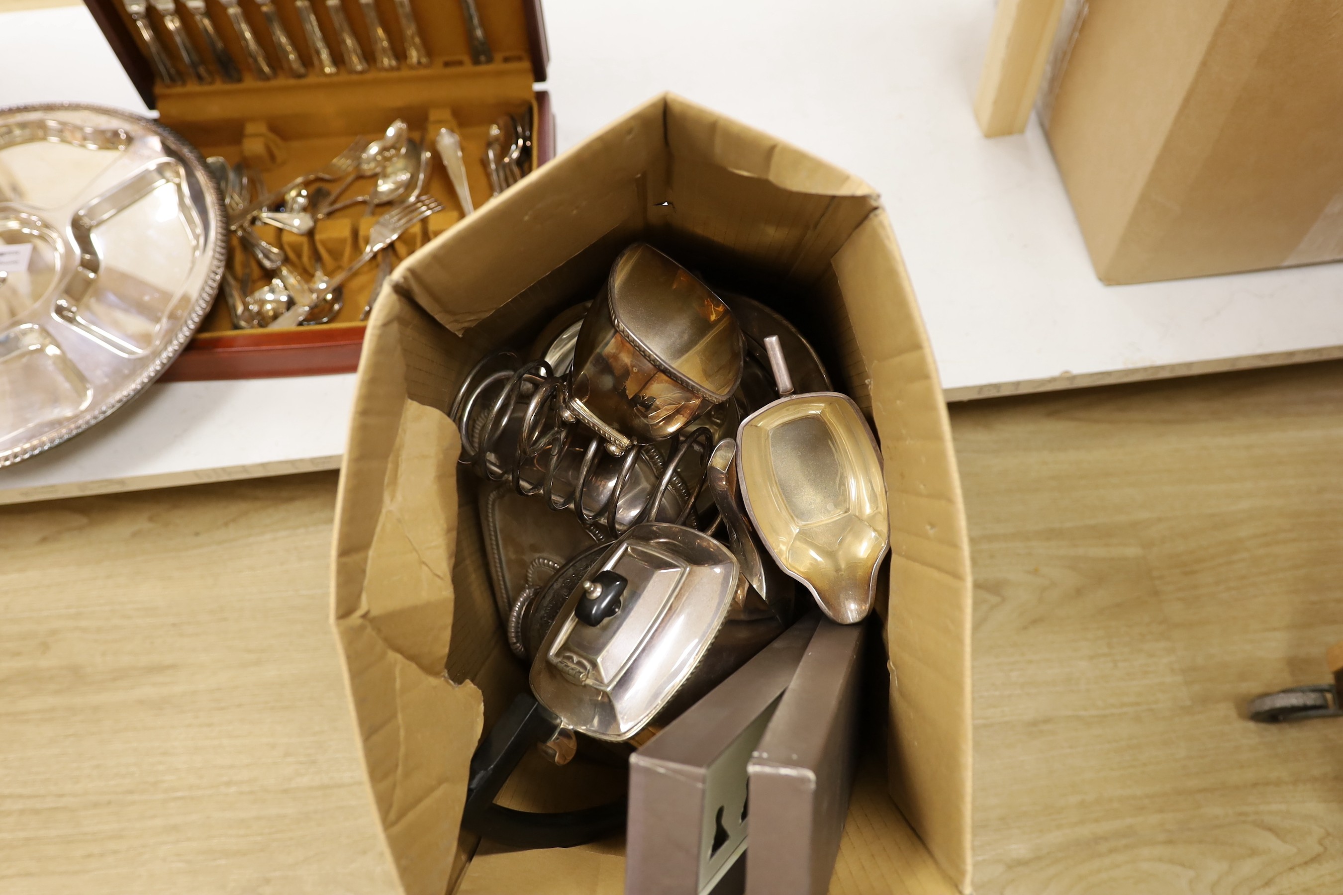 A quantity of silver plated wares